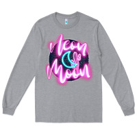 Heather Grey neon moon Long Sleeve Tee - JahusDesignShop