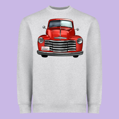 Western Red Truck Front View Heavyweight Sweatshirt Designed By Fadigitalartstudio