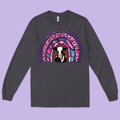 Rainbow Cow Long Sleeve Tee Designed By Adodesignshop