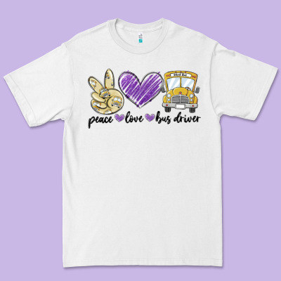 Premium Tee peace love bus driver