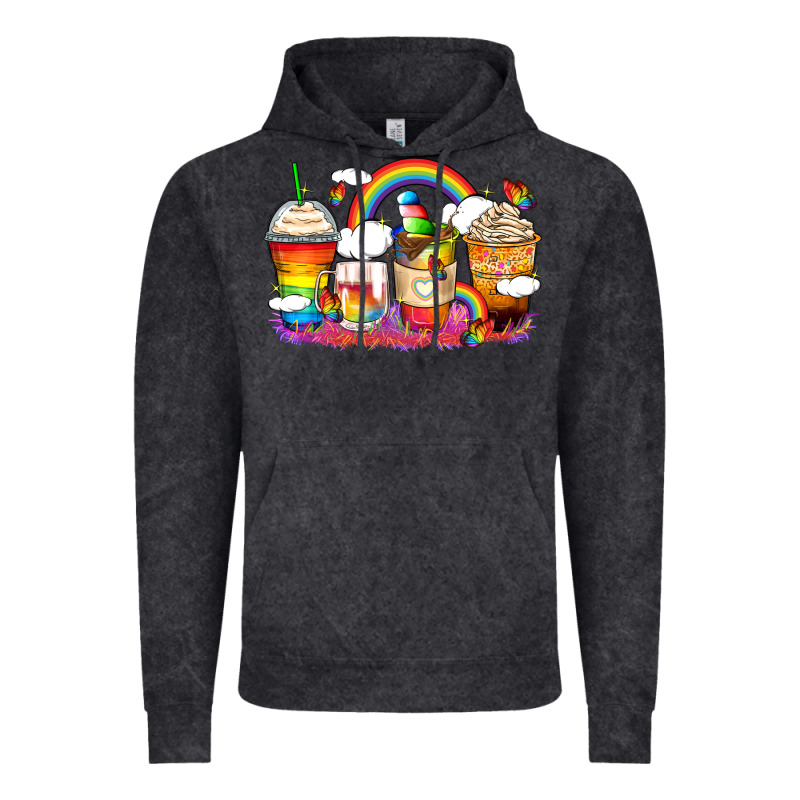 Rainbow Coffee Cups Vintage Hoodie by Zillion Design Studio | Teevron