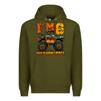 Army Green i'm six this is how i roll monster truck birthday Premium Hoodie - Jasminsmagicworld