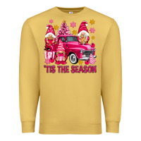 Antique Gold Tis' the season pink Christmas gnomes truck Premium Sweatshirt - NancyCooperArtShop