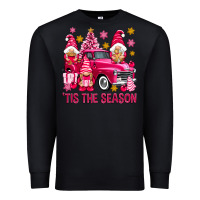 Black Tis' the season pink Christmas gnomes truck Premium Sweatshirt - NancyCooperArtShop