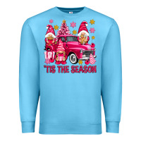 Ocean Blue Tis' the season pink Christmas gnomes truck Premium Sweatshirt - NancyCooperArtShop
