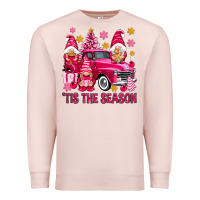 Pale Pink Tis' the season pink Christmas gnomes truck Premium Sweatshirt - NancyCooperArtShop