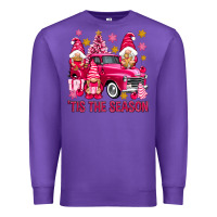 Purple Tis' the season pink Christmas gnomes truck Premium Sweatshirt - NancyCooperArtShop