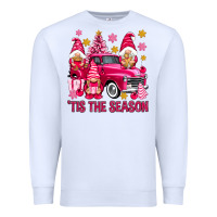 White Tis' the season pink Christmas gnomes truck Premium Sweatshirt - NancyCooperArtShop