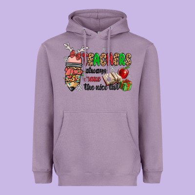 Teachers Always Make The Nice List Heavyweight Hoodie Designed By Maliassmallbusiness