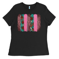 Black valentine's leopard brushstroke Ladies Tee - AdoDesignShop