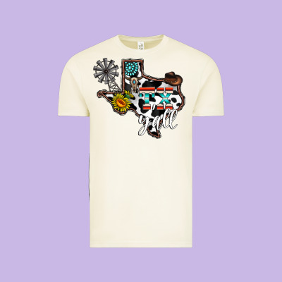 Tx Yall Western Vintage Tee Designed By Cowhidedigitalart