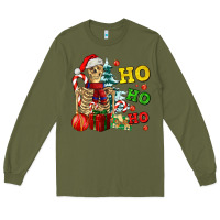 Army Green Christmas ho ho ho skeleton Long Sleeve Tee - AdoDesignShop