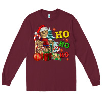 Burgundy Christmas ho ho ho skeleton Long Sleeve Tee - AdoDesignShop