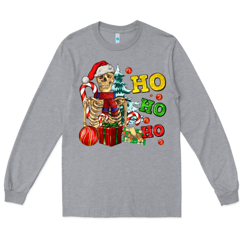 Christmas Ho Ho Ho Skeleton Long Sleeve Tee by AdoDesignShop | Teevron