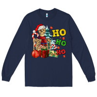 Navy Christmas ho ho ho skeleton Long Sleeve Tee - AdoDesignShop