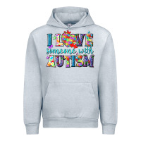 Heather Grey I love someone with Autism Urban Hoodie - NancyCooperArtShop
