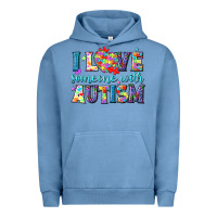 Pigment Pebble Blue I love someone with Autism Urban Hoodie - NancyCooperArtShop