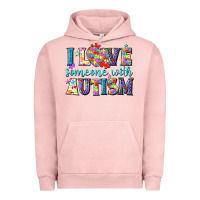 Pigment Salmon I love someone with Autism Urban Hoodie - NancyCooperArtShop