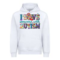 White I love someone with Autism Urban Hoodie - NancyCooperArtShop
