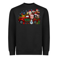 Black christmas farm animals truck Heavyweight Sweatshirt - RacoonDesign