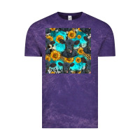 Cloud Purple black angus and sunflowers seamless pattern Vintage Tee - HRA Design Shop