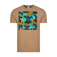 Vintage Coffee black angus and sunflowers seamless pattern Vintage Tee - HRA Design Shop