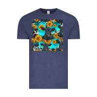 Vintage Denim black angus and sunflowers seamless pattern Vintage Tee - HRA Design Shop