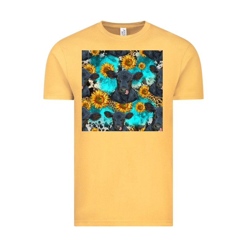 Black Angus And Sunflowers Seamless Pattern Vintage Tee by HRA Design Shop | Teevron