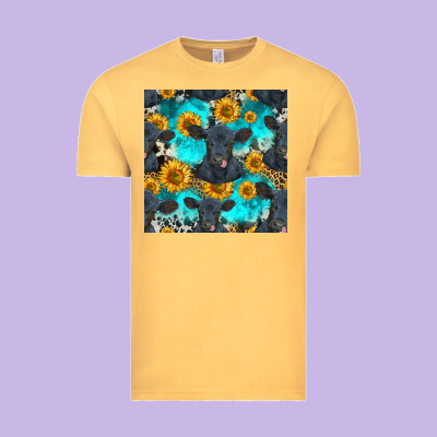 Black Angus And Sunflowers Seamless Pattern Vintage Tee Designed By Hra Design Shop