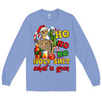 Colony Blue Christmas ho ho ho holy shit what a year skeleton Long Sleeve Tee - AdoDesignShop