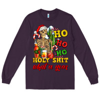 Plum Christmas ho ho ho holy shit what a year skeleton Long Sleeve Tee - AdoDesignShop