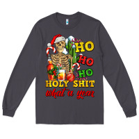 Smoke Christmas ho ho ho holy shit what a year skeleton Long Sleeve Tee - AdoDesignShop