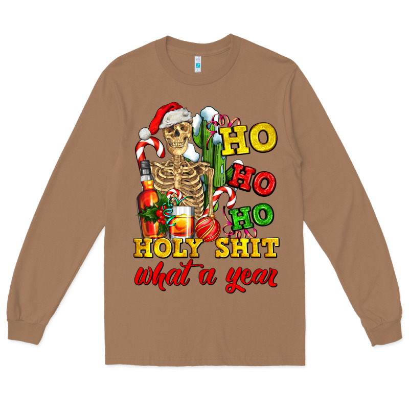 Christmas Ho Ho Ho Holy Shit What A Year Skeleton Long Sleeve Tee by AdoDesignShop | Teevron