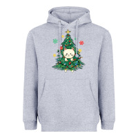 Heather Grey christmas tree cat Heavyweight Hoodie - MaliasSmallBusiness