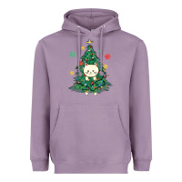 Lavender christmas tree cat Heavyweight Hoodie - MaliasSmallBusiness