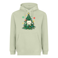 Matcha christmas tree cat Heavyweight Hoodie - MaliasSmallBusiness