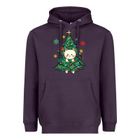 Plum christmas tree cat Heavyweight Hoodie - MaliasSmallBusiness