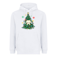 White christmas tree cat Heavyweight Hoodie - MaliasSmallBusiness