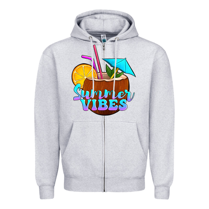Summer Vibes Coconut Drink Zipper Hoodie by Jasminsmagicworld | Teevron