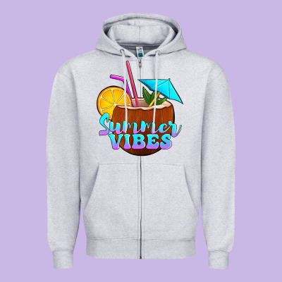 Summer Vibes Coconut Drink Zipper Hoodie Designed By Jasminsmagicworld