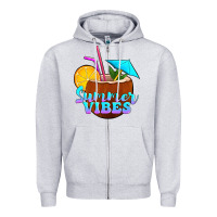 Heather Grey summer vibes coconut drink Zipper Hoodie - Jasminsmagicworld