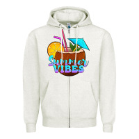 Oatmeal Heather summer vibes coconut drink Zipper Hoodie - Jasminsmagicworld