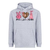 Heather Grey peace love ballet Heavyweight Hoodie - NancyCooperArtShop