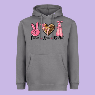 Peace Love Ballet Heavyweight Hoodie Designed By Nancycooperartshop