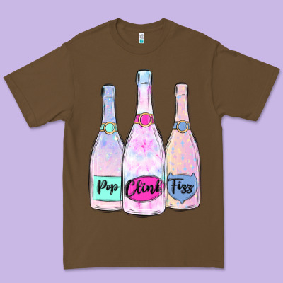 Premium Tee pop clink fizz champagne bubbly