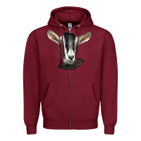 Burgundy alpine goat head Zipper Hoodie - LillyAllenDesigns