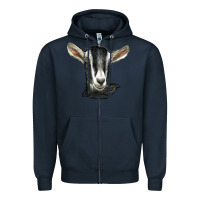 Navy alpine goat head Zipper Hoodie - LillyAllenDesigns