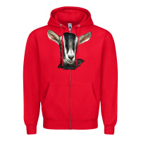 Red alpine goat head Zipper Hoodie - LillyAllenDesigns