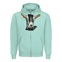 Seafoam alpine goat head Zipper Hoodie - LillyAllenDesigns