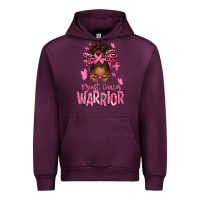 Mauve Wine brest cancer warrior afro messy bun Urban Hoodie - texasbilliewilder